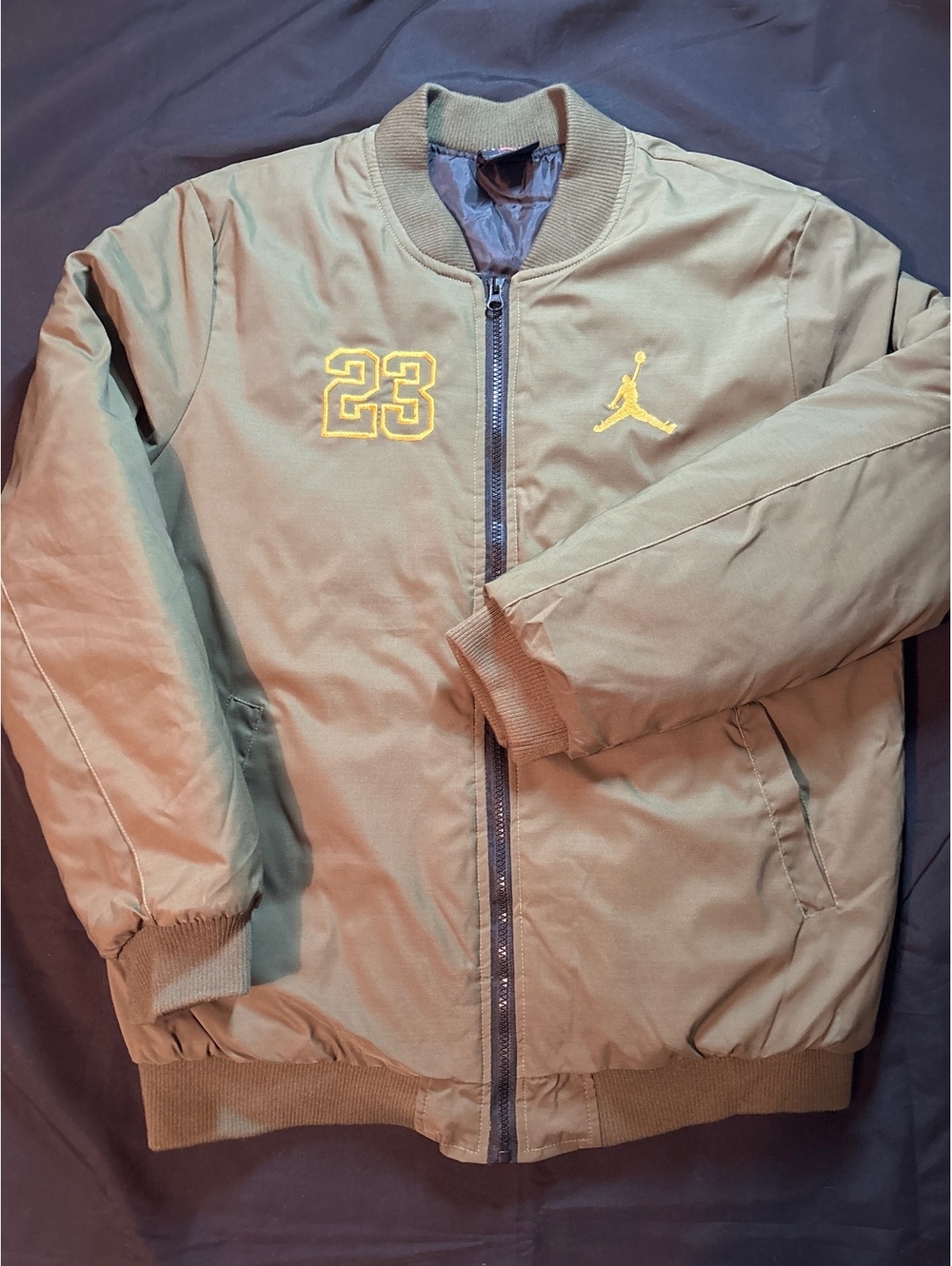 Jordan Flight Engineered 23 Olive Green Bomber Jacket L